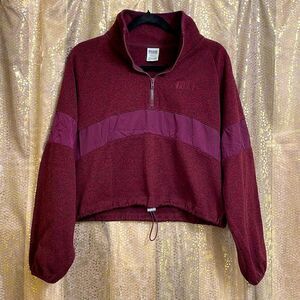 PINK Victorias Secret maroon/wine cropped toggle long sleeve sweater, size S